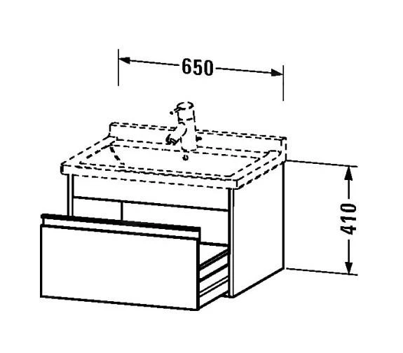 Duravit Ketho - Wastafelonderkast 410x650x455 Mm, 1 Lade, Glanzend Wit KT666302222 2 Duravit Ketho - Wastafelonderkast 410x650x455 Mm, 1 Lade, Glanzend Wit KT666302222 - Afbeelding 2