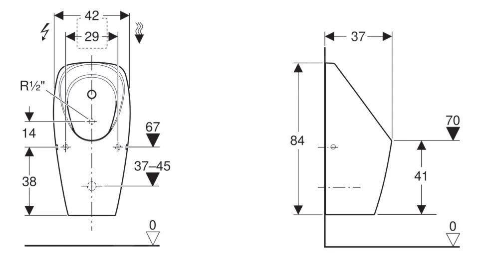 Geberit Urinoirs - Urinoir Tamina, Voor Inbouwstuursysteem, Wit 116.140.00.1 2 Geberit Urinoirs - Urinoir Tamina, Voor Inbouwstuursysteem, Wit 116.140.00.1 - Afbeelding 2