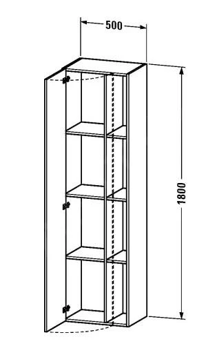 Duravit DuraStyle - Hoge Kast 1800x500x360 Mm, Rechts, Glanzend Wit DS1249R2222 2 Duravit DuraStyle - Hoge Kast 1800x500x360 Mm, Rechts, Glanzend Wit DS1249R2222 - Afbeelding 2