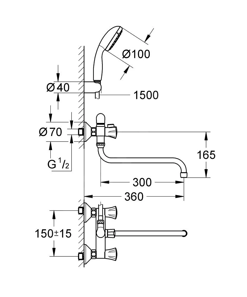Grohe Costa L - Multifunctionele Badkraan Met Toebehoren, Chroom 2679010A 2 Grohe Costa L - Multifunctionele Badkraan Met Toebehoren, Chroom 2679010A - Afbeelding 2