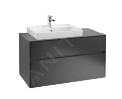 Villeroy & Boch Collaro - Wastafelkast, 1000x548x500 Mm, 2 Laden, Mat Zwart C01700PD