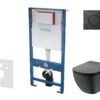 Kielle Genesis - Voorwand Montageset, Tesi Toilet En Softclose Toiletbril, Aquablade, Gemini IV Bedieningsplaat, Mat Zwart SANI11AD5501