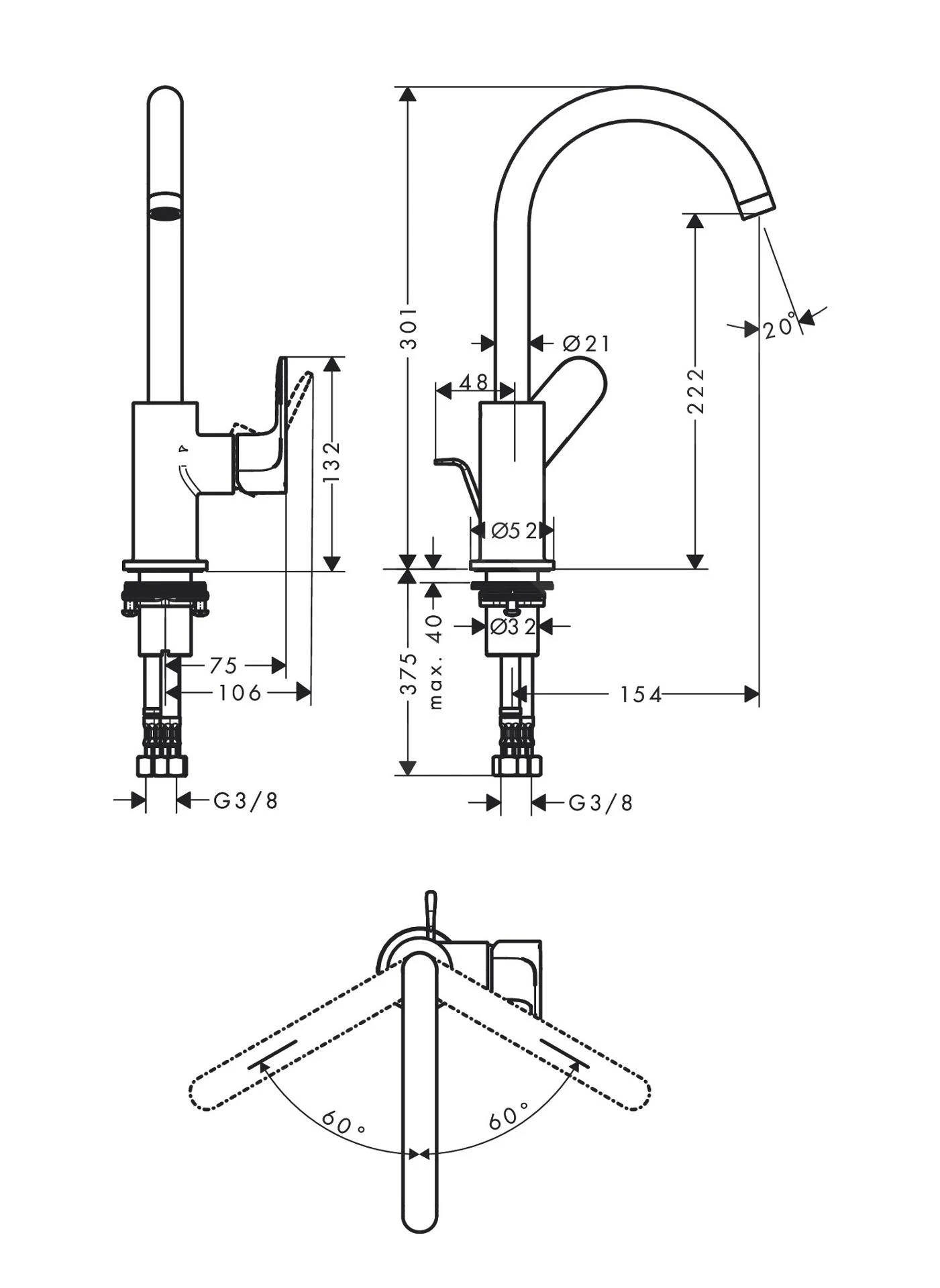 Hansgrohe Rebris S - Wastafelkraan Met Afvoer En Draaibare Uitloop, Mat Zwart 72536670 2 Hansgrohe Rebris S - Wastafelkraan Met Afvoer En Draaibare Uitloop, Mat Zwart 72536670 - Afbeelding 2