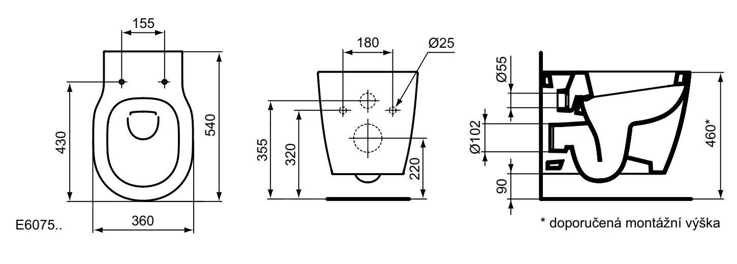 Ideal Standard Connect Freedom - Hangend Toilet Plus 6, Met Ideal Plus, Wit E6075MA 2 Ideal Standard Connect Freedom - Hangend Toilet Plus 6, Met Ideal Plus, Wit E6075MA - Afbeelding 2
