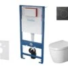 Kielle Genesis - Voorwand Montageset, ME By Starck Toilet En Softclose Toiletbril, Gemini II Bedieningspaneel, Mat Zwart/chroom SANI11AP5101