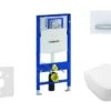 Geberit Duofix - Toiletset Met Sigma50 Bedieningsplaat, Alpine Wit + Villeroy Boch Hangend Toilet En Wc Bril, DirectFlush, SoftClose, CeramicPlus 111.300.00.5 NI8
