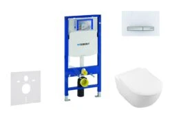 Geberit Duofix - Toiletset Met Sigma50 Bedieningsplaat, Alpine Wit + Villeroy Boch Hangend Toilet En Wc Bril, DirectFlush, SoftClose, CeramicPlus 111.300.00.5 NI8