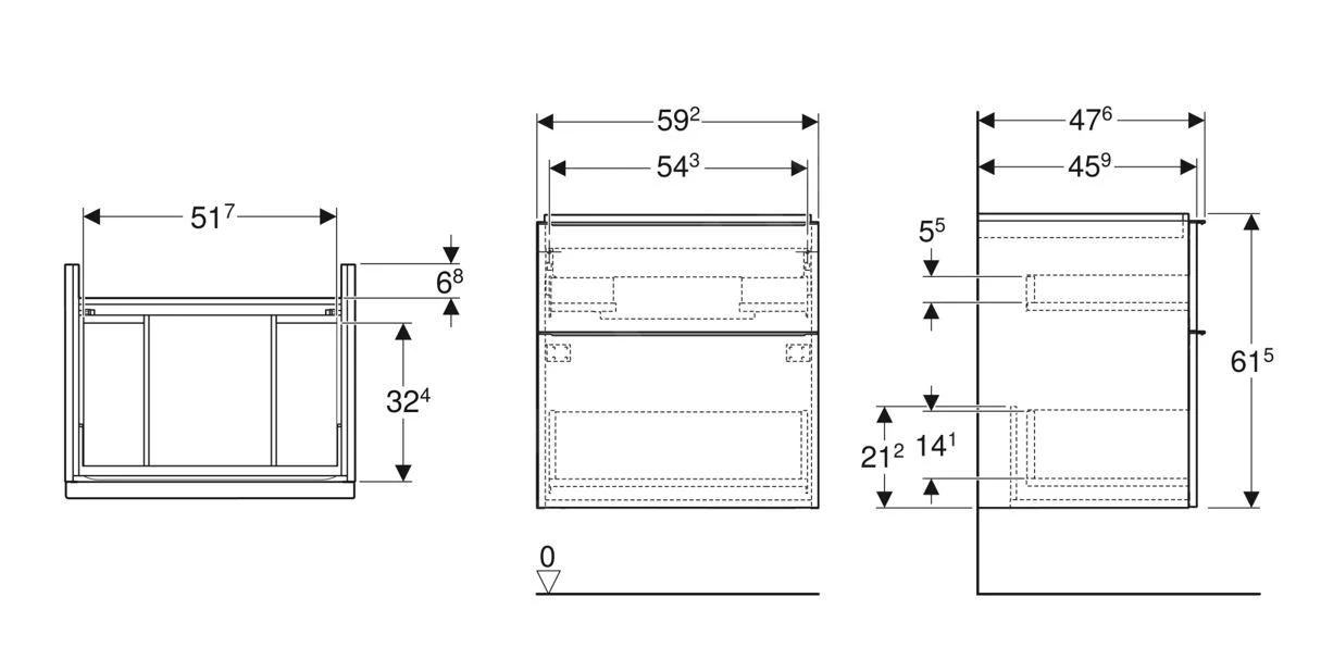 Geberit ICon - Wastafelonderkast, 59x62x48 Cm, 2 Laden, Eiken 502.303.JH.1 2 Geberit ICon - Wastafelonderkast, 59x62x48 Cm, 2 Laden, Eiken 502.303.JH.1 - Afbeelding 2