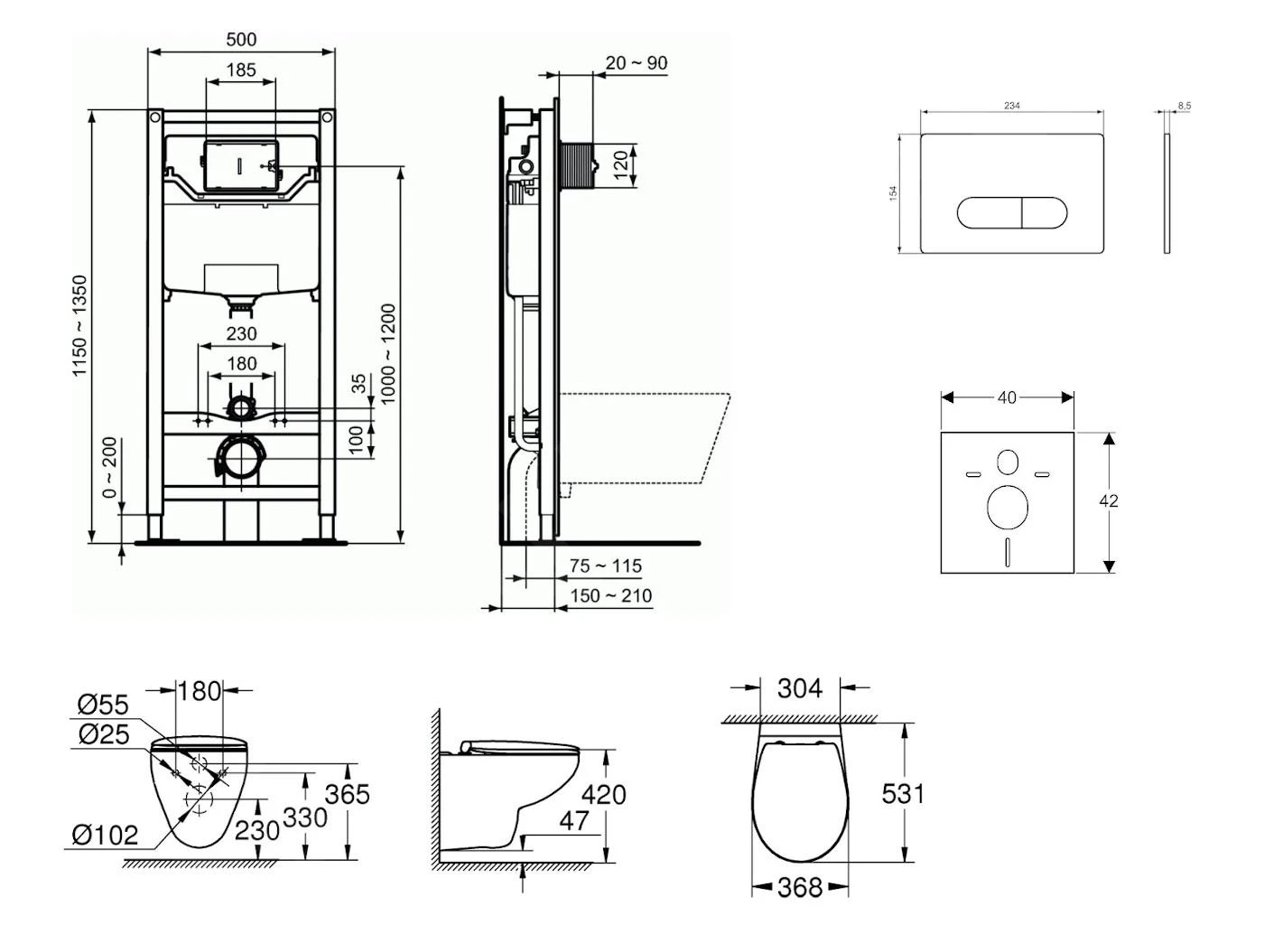 Ideal Standard ProSys - Toiletset- Inbouwreservoir, Closet, WC-zitting Bau Ceramic, Oleas M1 Bedieningsplaat, Rimless, SoftClose, Wit ProSys120M SP64 2 Ideal Standard ProSys - Toiletset- Inbouwreservoir, Closet, WC-zitting Bau Ceramic, Oleas M1 Bedieningsplaat, Rimless, SoftClose, Wit ProSys120M SP64 - Afbeelding 2