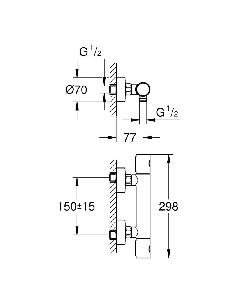 Grohe Grohtherm 1000 Cosmopolitan - Thermostatische Douchekraan, Grafiet Donker, Geborsteld 34065AL2 2 Grohe Grohtherm 1000 Cosmopolitan - Thermostatische Douchekraan, Grafiet Donker, Geborsteld 34065AL2 - Afbeelding 2