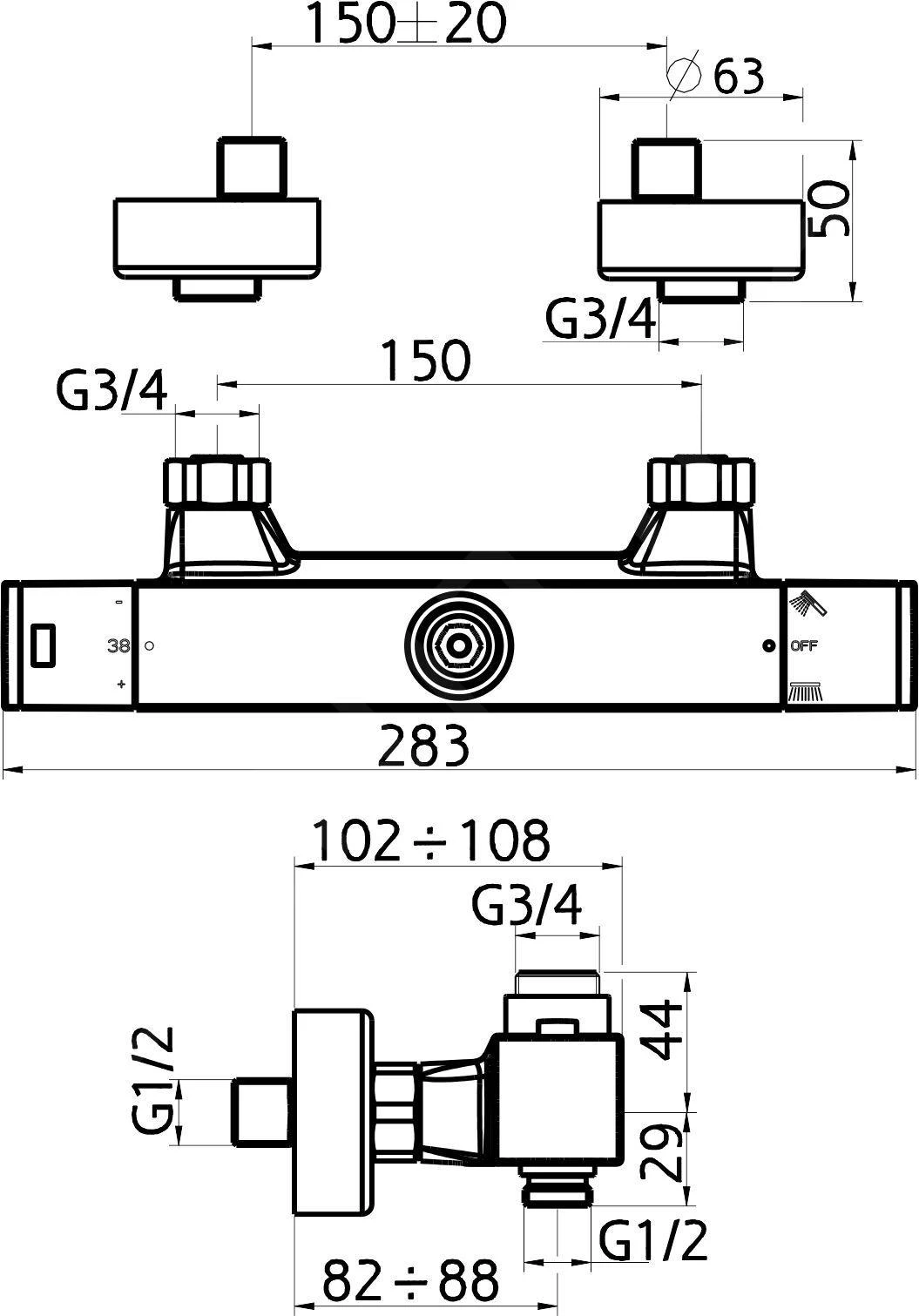 Novaservis Thermostaat Kranen - Thermostatische Douchekraan, Chroom 2862/1,0 2 Novaservis Thermostaat Kranen - Thermostatische Douchekraan, Chroom 2862/1,0 - Afbeelding 2