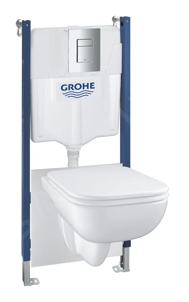 Grohe Solido - Voorwand Montageset, Edge Ceramic Toilet En Softclose Zitting, Even Bedieningsplaat, Chroom 39816000 1 Grohe Solido - Voorwand Montageset, Edge Ceramic Toilet En Softclose Zitting, Even Bedieningsplaat, Chroom 39816000