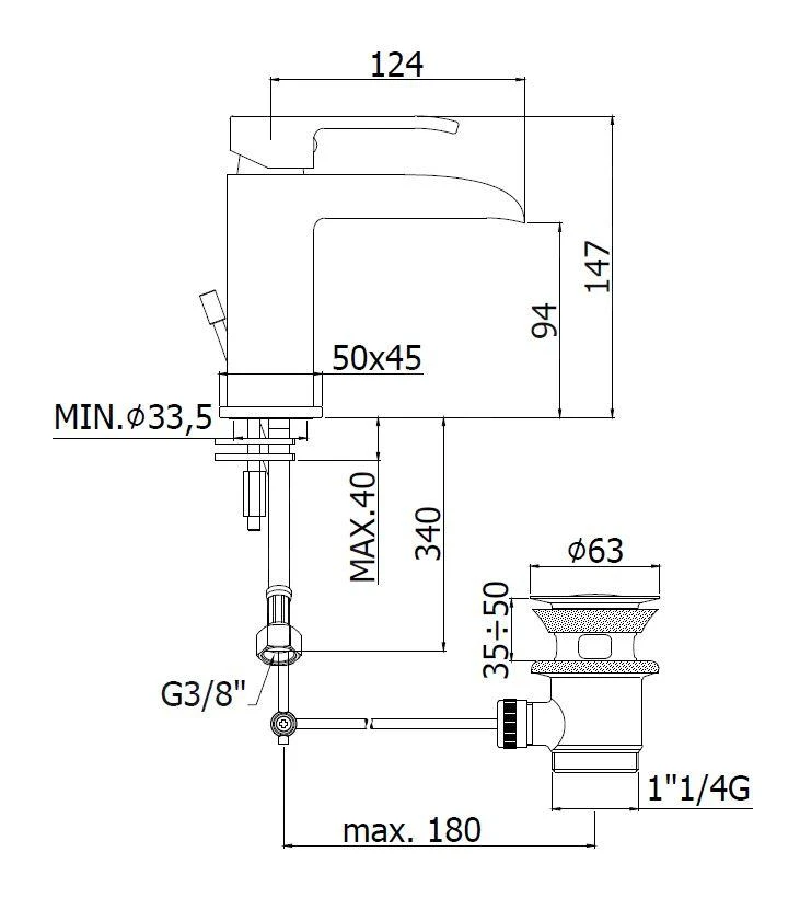 Paffoni Level - Wastafelkraan Met Waste, Rvs LES065ST 2 Paffoni Level - Wastafelkraan Met Waste, Rvs LES065ST - Afbeelding 2