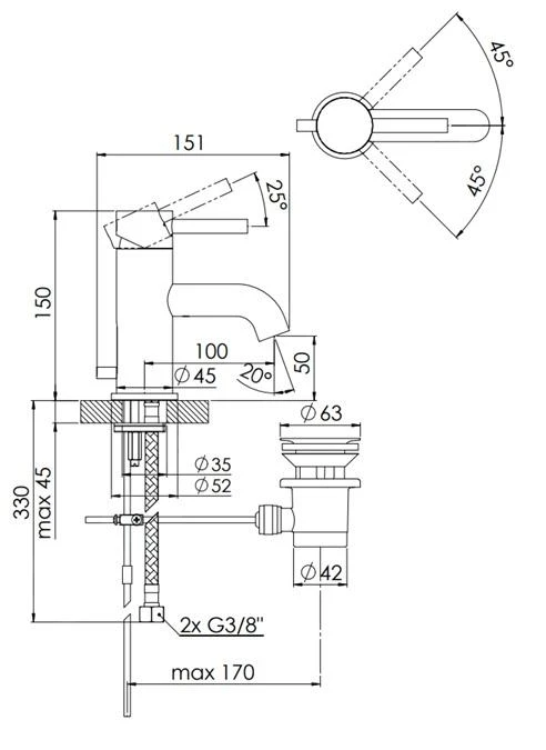 Steinberg 100 - Wastafelkraan Met Waste, Mat Zwart 100 1000 S 2 Steinberg 100 - Wastafelkraan Met Waste, Mat Zwart 100 1000 S - Afbeelding 2