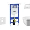 Geberit Duofix - Inbouwreservoir Voor Hangend Toilet Met SIGMA30 Bedieningsknop, Wit/glanzend Chroom + Tece One - Hangend Douche-wc En Wc-bril, Rimless, SoftClose 111.355.00.5 NT5