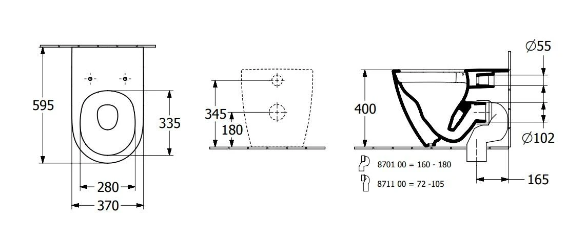 Villeroy & Boch Subway 3.0 - Staaned Toiletpot, TwistFlush, AntiBac, CeramicPlus, Stone White 4671T0RW 2 Villeroy & Boch Subway 3.0 - Staaned Toiletpot, TwistFlush, AntiBac, CeramicPlus, Stone White 4671T0RW - Afbeelding 2