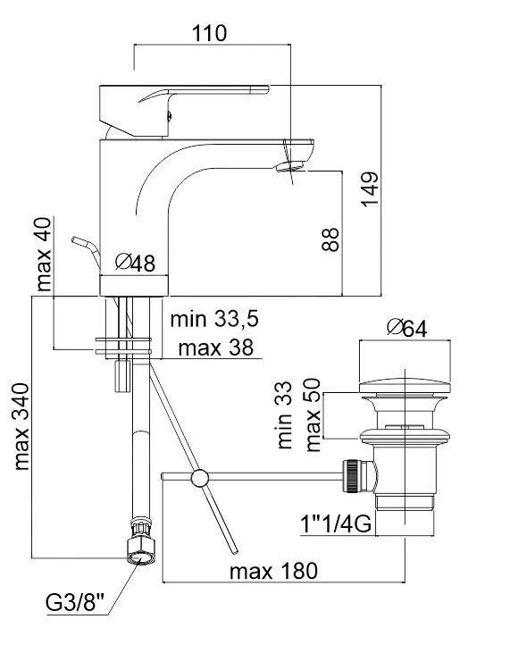 Paffoni Green - Wastafelkraan Met Waste, Energy Saving, Chroom GR075CR-ES 2 Paffoni Green - Wastafelkraan Met Waste, Energy Saving, Chroom GR075CR-ES - Afbeelding 2