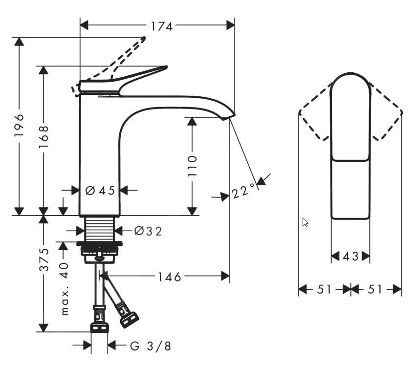 Hansgrohe Vivenis - Wastafelkraan 110, EcoSmart, Mat Zwart 75022670 2 Hansgrohe Vivenis - Wastafelkraan 110, EcoSmart, Mat Zwart 75022670 - Afbeelding 2