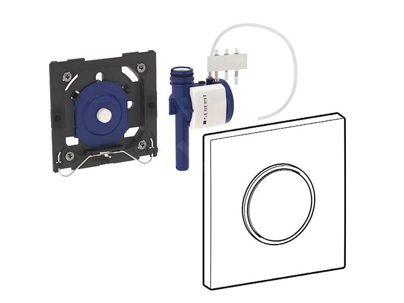 Geberit Spoelsystemen - Urinoirstuursysteem Met Pneumatische Spoelactivering, Bedieningsplaat Type 10, Zwart/chroom 116.015.KM.1 3 Geberit Spoelsystemen - Urinoirstuursysteem Met Pneumatische Spoelactivering, Bedieningsplaat Type 10, Zwart/chroom 116.015.KM.1 - Afbeelding 3