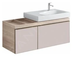 Geberit Citterio - Wastafelonderkast 750 Mm, Met Bijzetplank, Glanzend Glas/taupe/licht Eiken 500.563.JI.1