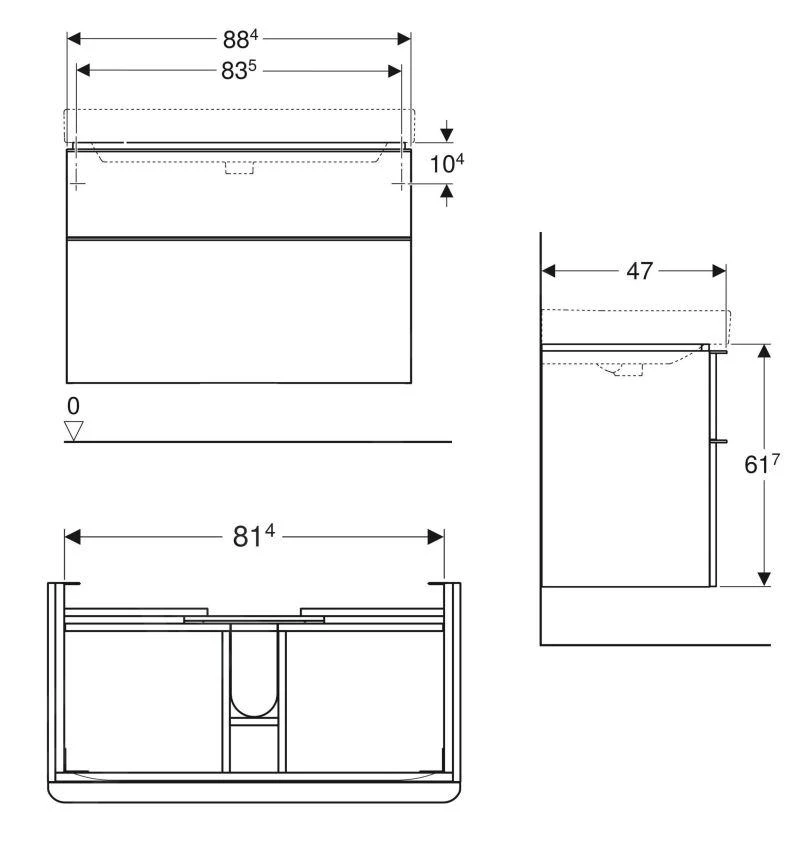Geberit Smyle Square - Wastafelkast, 884x470x617 Mm, 2 Laden, Zand Grijs 500.354.JL.1 2 Geberit Smyle Square - Wastafelkast, 884x470x617 Mm, 2 Laden, Zand Grijs 500.354.JL.1 - Afbeelding 2