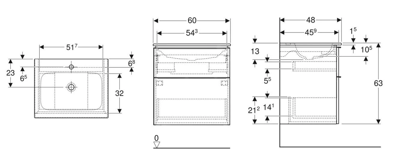 Geberit ICon - Wastafelkast Met Wastafel, 60x48x63 Cm, 2 Laden, KeraTect, Lava 502.331.JK.1 2 Geberit ICon - Wastafelkast Met Wastafel, 60x48x63 Cm, 2 Laden, KeraTect, Lava 502.331.JK.1 - Afbeelding 2