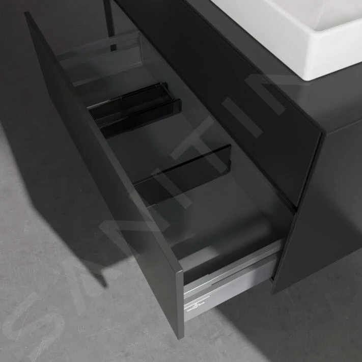 Villeroy & Boch Collaro - Wastafelkast, 1000x548x500 Mm, 2 Laden, Mat Zwart C02000PD 5 Villeroy & Boch Collaro - Wastafelkast, 1000x548x500 Mm, 2 Laden, Mat Zwart C02000PD - Afbeelding 5