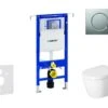 Geberit Duofix - Toiletset Met Sigma01 Bedieningsplaat, Mat Chroom + Duravit ME By Starck Hangend Toilet En Wc Bril, Rimless, SoftClose 111.355.00.5 NM3