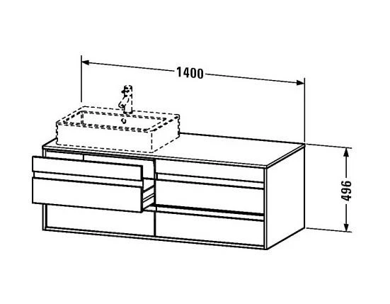 Duravit Ketho - Wastafelonderkast 496x1400x550 Mm, 4 Laden, Glanzend Wit KT6657B2222 2 Duravit Ketho - Wastafelonderkast 496x1400x550 Mm, 4 Laden, Glanzend Wit KT6657B2222 - Afbeelding 2