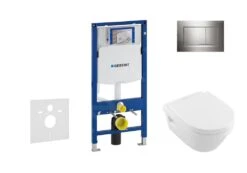 Geberit Duofix - Set Voorwandinstallatie, Toilet En Villeroy & Boch Zitting, Bedieningspaneel Sigma30, DirectFlush, SoftClose, CeramicPlus, Chroom 111.300.00.5 NB6