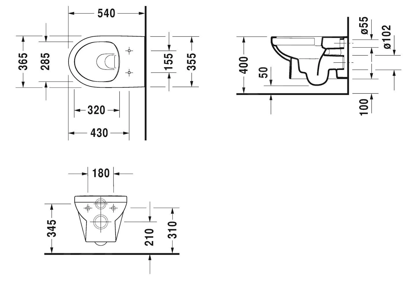 Duravit DuraStyle Basic - Wandcloset, Softclose Zitting, Rimless, Alpine Wit 45620900A1 2 Duravit DuraStyle Basic - Wandcloset, Softclose Zitting, Rimless, Alpine Wit 45620900A1 - Afbeelding 2