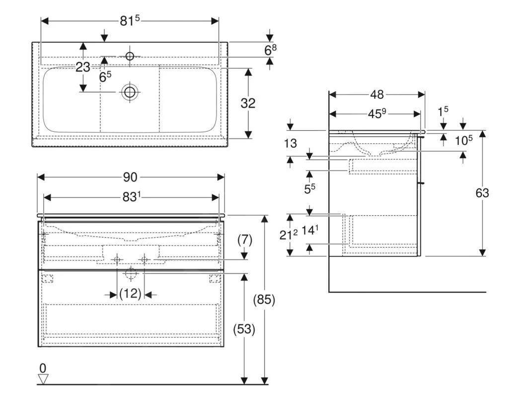 Geberit ICon - Wastafelonderkast Met Wastafel, 900x630x480 Mm, KeraTect, Glanzend Wit 502.333.01.2 2 Geberit ICon - Wastafelonderkast Met Wastafel, 900x630x480 Mm, KeraTect, Glanzend Wit 502.333.01.2 - Afbeelding 2
