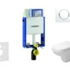 Geberit Kombifix - Toiletset Met Sigma20 Bedieningsplaat, Wit/glazend Chroom + Duravit D-Code Hangend Toilet En Wc Bril, Rimless, SoftClose 110.302.00.5 NH4