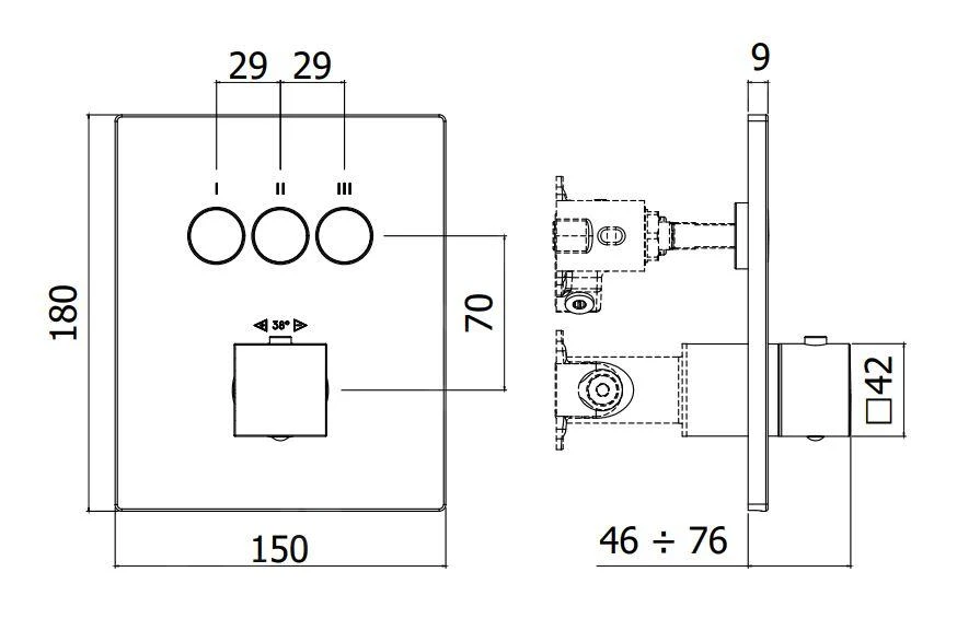 Paffoni Compact Box - Thermostatische Inbouwkraan, Voor 3 Uitgangen, Mat Zwart CPT519NO 2 Paffoni Compact Box - Thermostatische Inbouwkraan, Voor 3 Uitgangen, Mat Zwart CPT519NO - Afbeelding 2