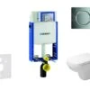 Geberit Kombifix - Toiletset Met Sigma01 Bedieningsplaat, Glanzend Chroom + Duravit D-Code Hangend Toilet En Wc Bril, Rimless, SoftClose 110.302.00.5 NH2