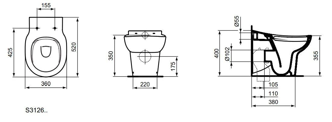 Ideal Standard Contour 21 - Staand Kindertoilet, Rimless, Wit S312601 2 Ideal Standard Contour 21 - Staand Kindertoilet, Rimless, Wit S312601 - Afbeelding 2