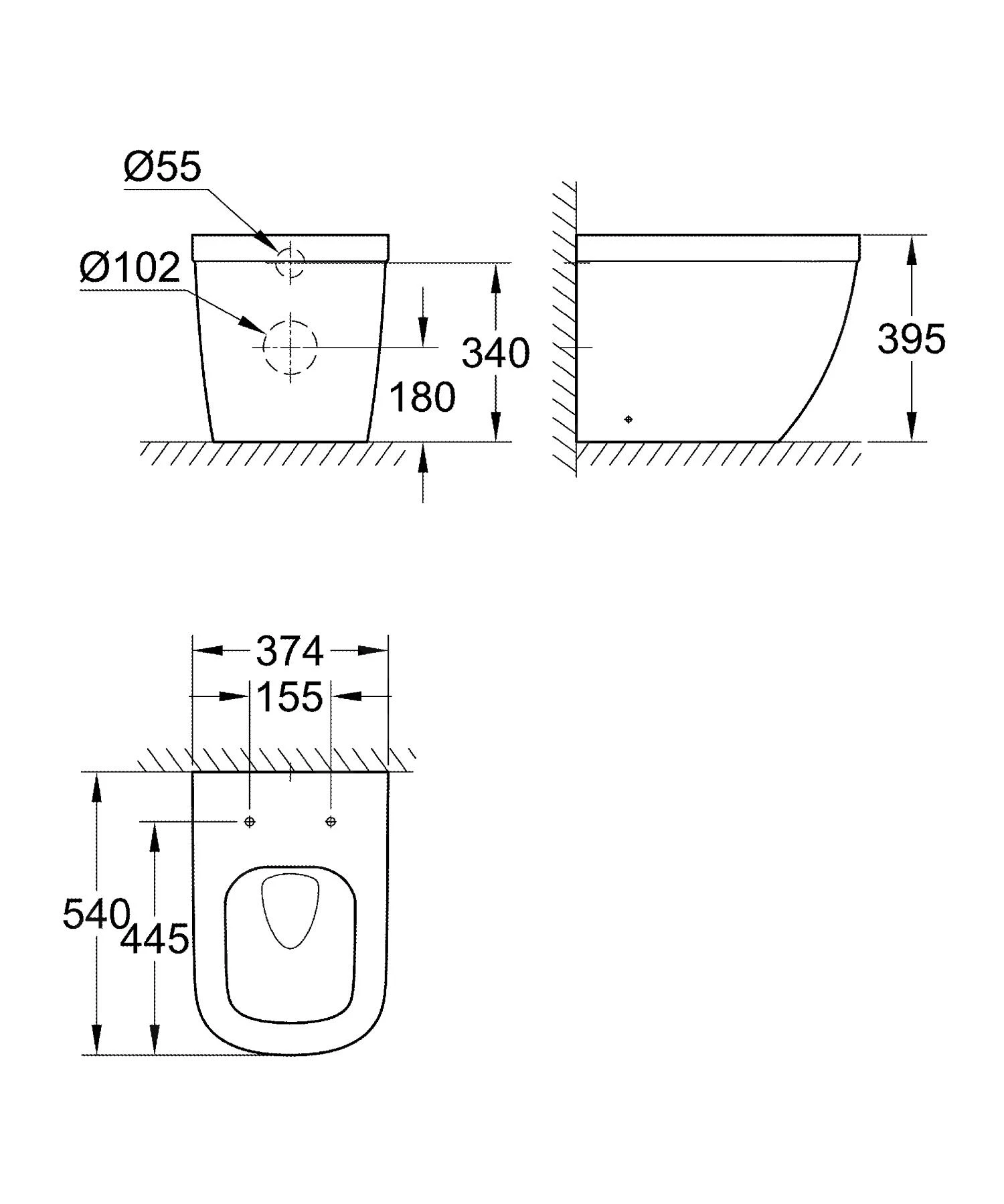 Grohe Euro Ceramic - Staande Closet, Rimless, Triple Vortex, PureGuard, Wit Alpine 3933900H 2 Grohe Euro Ceramic - Staande Closet, Rimless, Triple Vortex, PureGuard, Wit Alpine 3933900H - Afbeelding 2