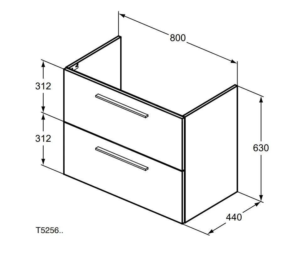 Ideal Standard I.Life A - Wastafelonderkast, 800x440x630 Mm, 2 Laden, Mat Zand T5256NF 2 Ideal Standard I.Life A - Wastafelonderkast, 800x440x630 Mm, 2 Laden, Mat Zand T5256NF - Afbeelding 2