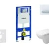 Geberit Duofix - Toiletset Met Sigma50 Bedieningsplaat, Alpine Wit + Duravit D-Code Hangend Toilet En Wc Bril, Rimless, SoftClose 111.300.00.5 NH8