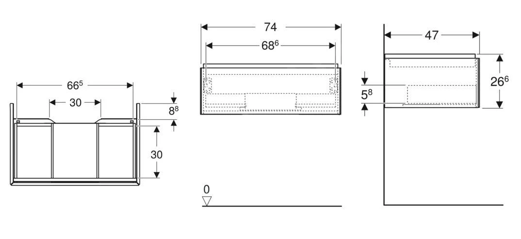 Geberit ONE - Wastafelonderkast, 74x27x47 Cm, 1 Lade, Eiken 505.072.00.5 2 Geberit ONE - Wastafelonderkast, 74x27x47 Cm, 1 Lade, Eiken 505.072.00.5 - Afbeelding 2