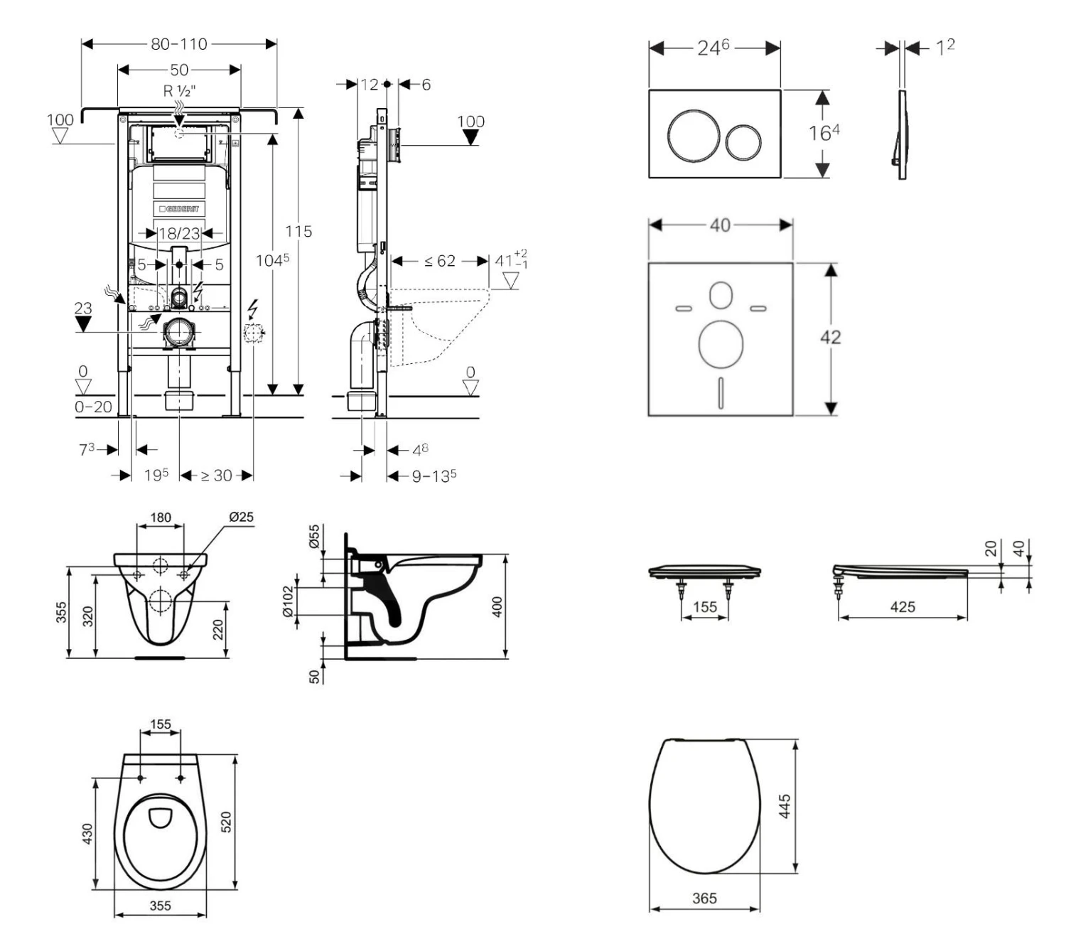 Geberit Duofix - Set Voorwandinstallatie, Closet Alpha Met WC-zitting, Bedieningspaneel Sigma20, Wit/chroom 111.355.00.5 ND4 2 Geberit Duofix - Set Voorwandinstallatie, Closet Alpha Met WC-zitting, Bedieningspaneel Sigma20, Wit/chroom 111.355.00.5 ND4 - Afbeelding 2