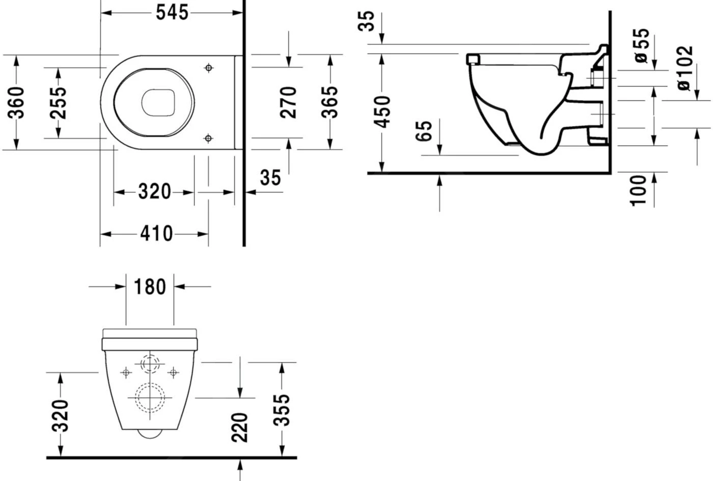 Duravit Starck 3 - Wandcloset Comfort, Wit 2215090000 2 Duravit Starck 3 - Wandcloset Comfort, Wit 2215090000 - Afbeelding 2