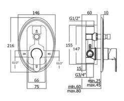 Paffoni Blu - Inbouw Douchekraan Met Omstelkraan En Inbouwdeel, Chroom BLU015CR -Badkamer Luxe 1828a28ead9401eb23be0232