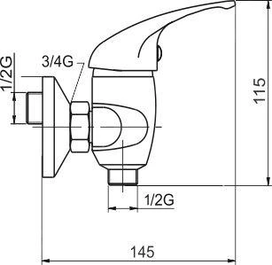 Novaservis Metalia 55 - Douchekraan, Chroom 55060/1,0 2 Novaservis Metalia 55 - Douchekraan, Chroom 55060/1,0 - Afbeelding 2