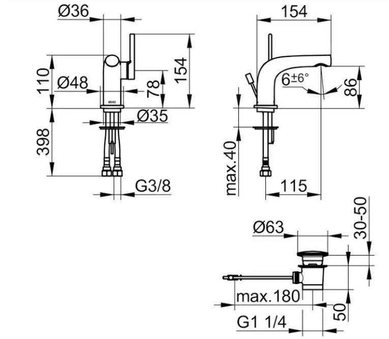 Keuco Edition 400 - Wastafelkraan Met Afvoergarnituur, Chroom 51504010000 2 Keuco Edition 400 - Wastafelkraan Met Afvoergarnituur, Chroom 51504010000 - Afbeelding 2