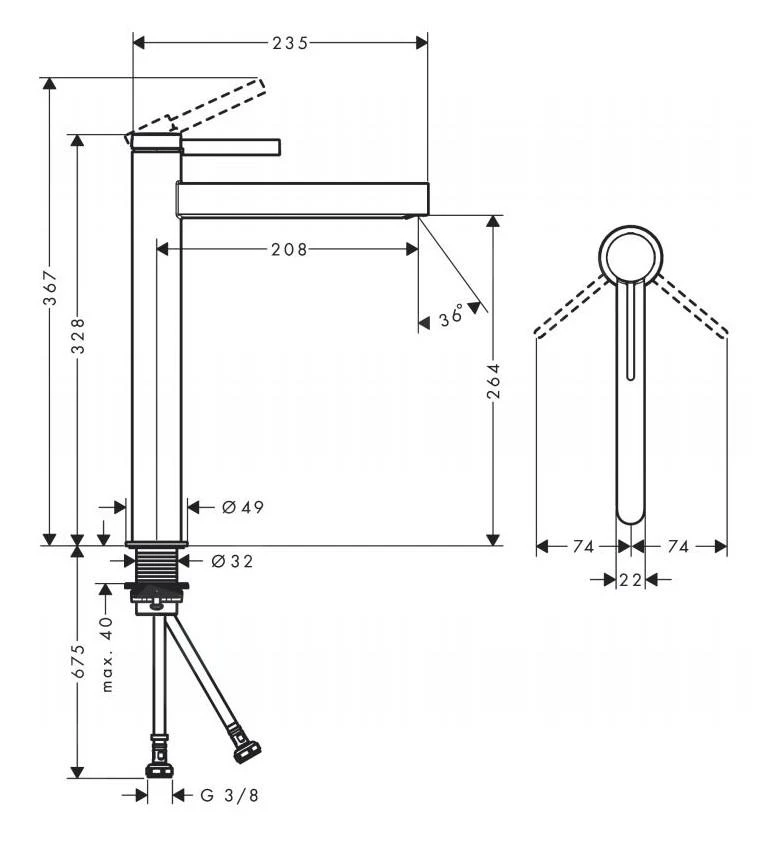 Hansgrohe Finoris - Wastafelkraan 260, Incl. Push-Open Afvoer, Chroom 76070000 2 Hansgrohe Finoris - Wastafelkraan 260, Incl. Push-Open Afvoer, Chroom 76070000 - Afbeelding 2