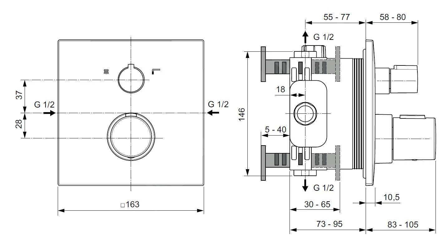 Ideal Standard CeraTherm - Inbouw Thermostatische Badkraan, Silver Storm A7522GN 2 Ideal Standard CeraTherm - Inbouw Thermostatische Badkraan, Silver Storm A7522GN - Afbeelding 2