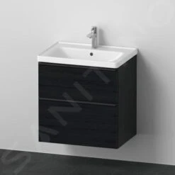 Duravit D-Neo - Wastafelonderkast Met Wastafel, 634x625x452 Mm, 2 Laden, Black Oak DE012001616