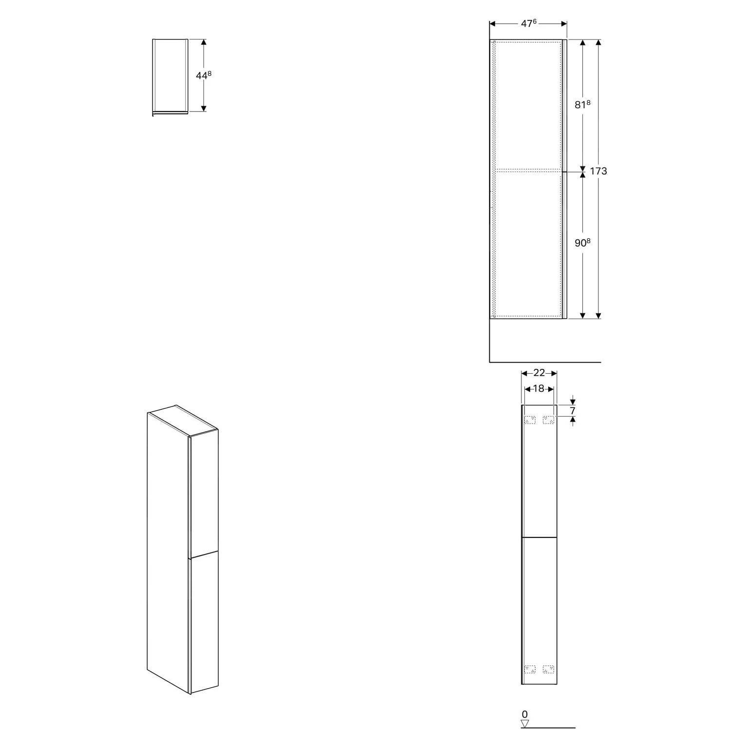 Geberit Acanto - Hoge Badkamerkast 1730x220 Mm, Met 2 Laden, Zwart 500.638.16.1 2 Geberit Acanto - Hoge Badkamerkast 1730x220 Mm, Met 2 Laden, Zwart 500.638.16.1 - Afbeelding 2