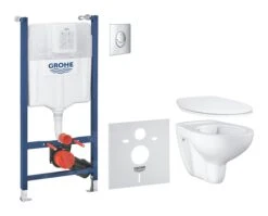 Grohe Solido - Toiletset Met Inbouwtoilet, Hangtoilet En Wc Bril Bau Ceramic, Softclose, Bedieningspaneel Skate Air, Chroom/wit 39888000